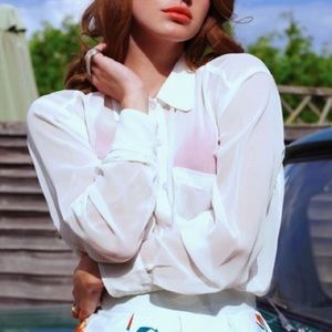 American Apparel White Chiffon Oversized Blouse